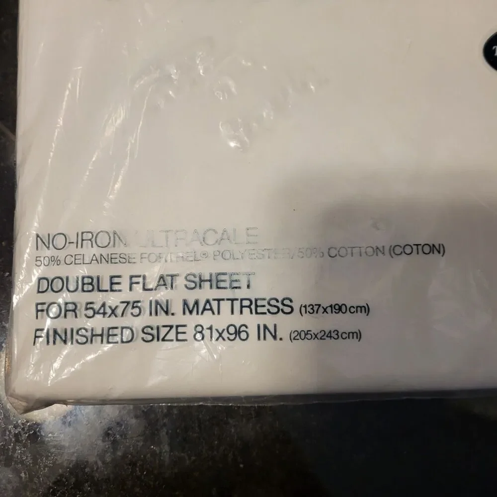 NOS New Sealed Vtg Wamsutta Ultracale Double Flat Sheet White Fortrel for 54x75